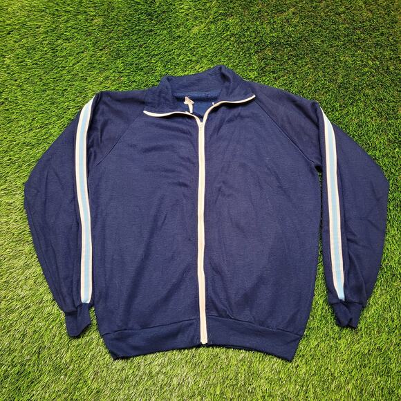 Vintage 70s Sears Kings Road Striped Track Jacket Mens Medium Full-Zip Blouson - Picture 1 of 10